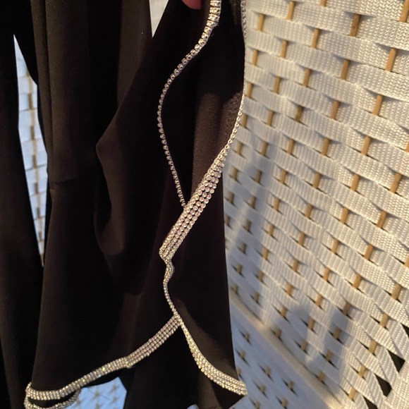 MSK Black XL dress,3/4 sleeves,boat neck,Rhinestones trim neckline and sleeves. - Picture 8 of 11